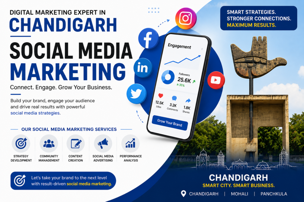 Social Media Marketing services by a Digital Marketing Expert in Chandigarh helping businesses increase engagement, brand awareness, and online growth.